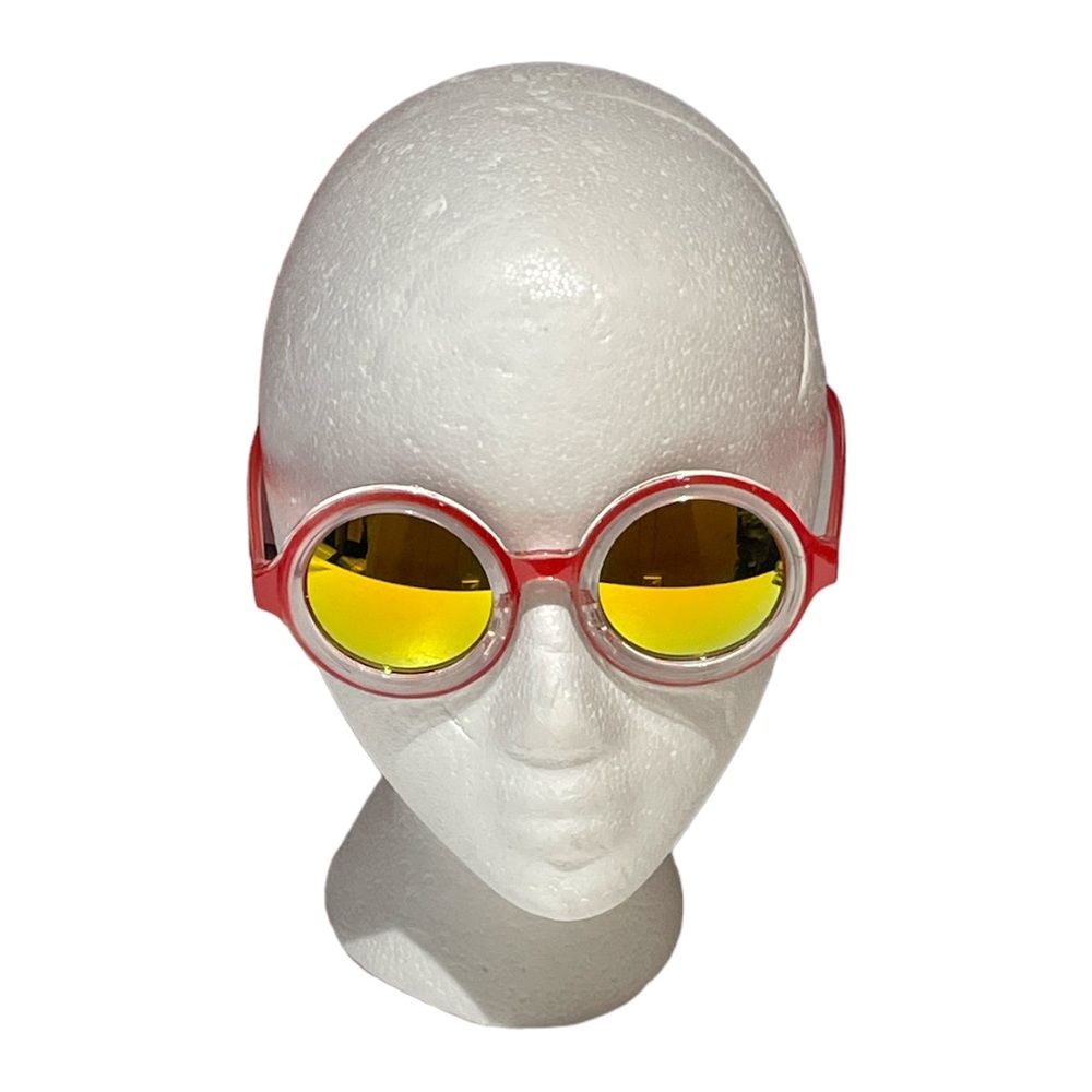 Petals and Peacocks Round Sunglasses Red Clear